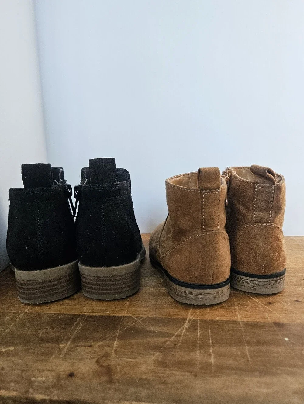 Two Pairs Faux Suede Ankle Booties Girls Toddler Size 7 Black And Brown